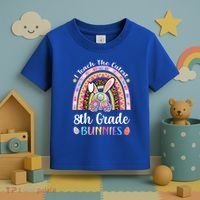 I Teach The Cutest 8th Grade Bunnies Teacher Easter Rainbow Cute Gift Toddler T-Shirt thumb 3