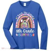 I Teach The Cutest 8th Grade Bunnies Teacher Easter Rainbow Cute Gift Women's Long Sleeve Shirt thumb 0