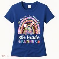 I Teach The Cutest 8th Grade Bunnies Teacher Easter Rainbow Cute Gift Women's T-Shirt thumb 0