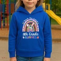 I Teach The Cutest 8th Grade Bunnies Teacher Easter Rainbow Cute Gift Kids Hoodie thumb 3