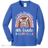 I Teach The Cutest 8th Grade Bunnies Teacher Easter Rainbow Cute Gift Kids Long Sleeve Shirt thumb 0