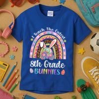 I Teach The Cutest 8th Grade Bunnies Teacher Easter Rainbow Cute Gift Kids T-Shirt thumb 3