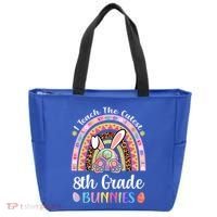 I Teach The Cutest 8th Grade Bunnies Teacher Easter Rainbow Cute Gift Tote Bag thumb 0