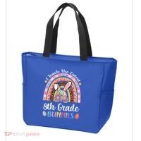 I Teach The Cutest 8th Grade Bunnies Teacher Easter Rainbow Cute Gift Tote Bag thumb 3