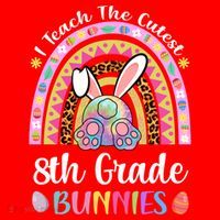 I Teach The Cutest 8th Grade Bunnies Teacher Easter Rainbow Cute Gift Santa Hat thumb 1