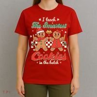 I Teach The Smartest Cookies In The Batch Teacher Christmas T-Shirt thumb 4