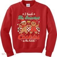 I Teach The Smartest Cookies In The Batch Teacher Christmas Kids Sweatshirt thumb 0