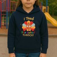 I Teach The Cutest Turkeys Kids Hoodie thumb 3