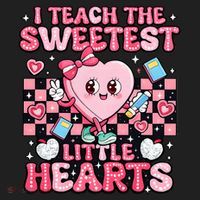 I Teach The Sweetest Little Hearts Teacher Valentines Day Comfort Colors Boxy T-Shirt thumb 3