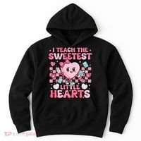 I Teach The Sweetest Little Hearts Teacher Valentines Day Hoodie thumb 0