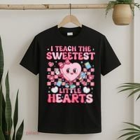 I Teach The Sweetest Little Hearts Teacher Valentines Day T-Shirt thumb 2