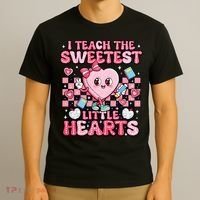 I Teach The Sweetest Little Hearts Teacher Valentines Day T-Shirt thumb 3