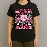 I Teach The Sweetest Little Hearts Teacher Valentines Day T-Shirt thumb 4