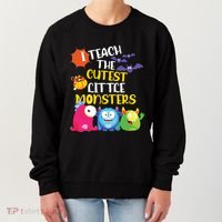 I Teach The Cutest Little Monsters Halloween Costume Teacher Women's Sweatshirt thumb 0