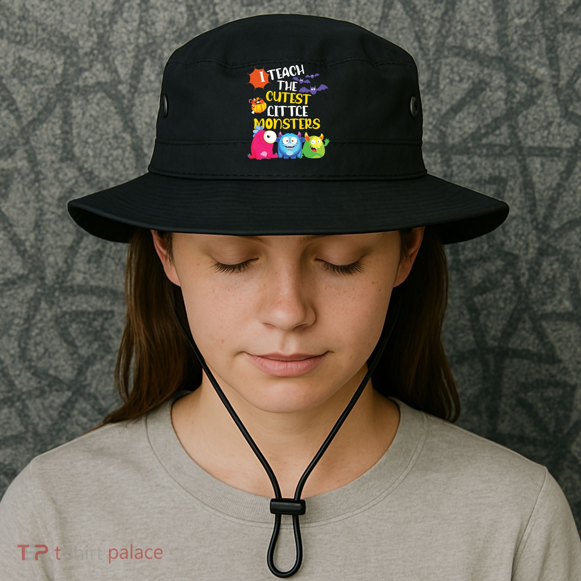 I Teach The Cutest Little Monsters Halloween Costume Teacher Bucket Hat