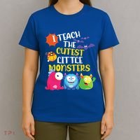 I Teach The Cutest Little Monsters Halloween Costume Teacher T-Shirt thumb 4