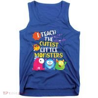 I Teach The Cutest Little Monsters Halloween Costume Teacher Tank Top thumb 0