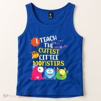 I Teach The Cutest Little Monsters Halloween Costume Teacher Tank Top thumb 2