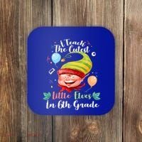 I Teach The Cutest Little Elves In 6Th Grade Teacher Xmas Gift Coaster thumb 0
