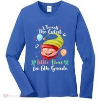 I Teach The Cutest Little Elves In 6Th Grade Teacher Xmas Gift Women's Long Sleeve Shirt thumb 0