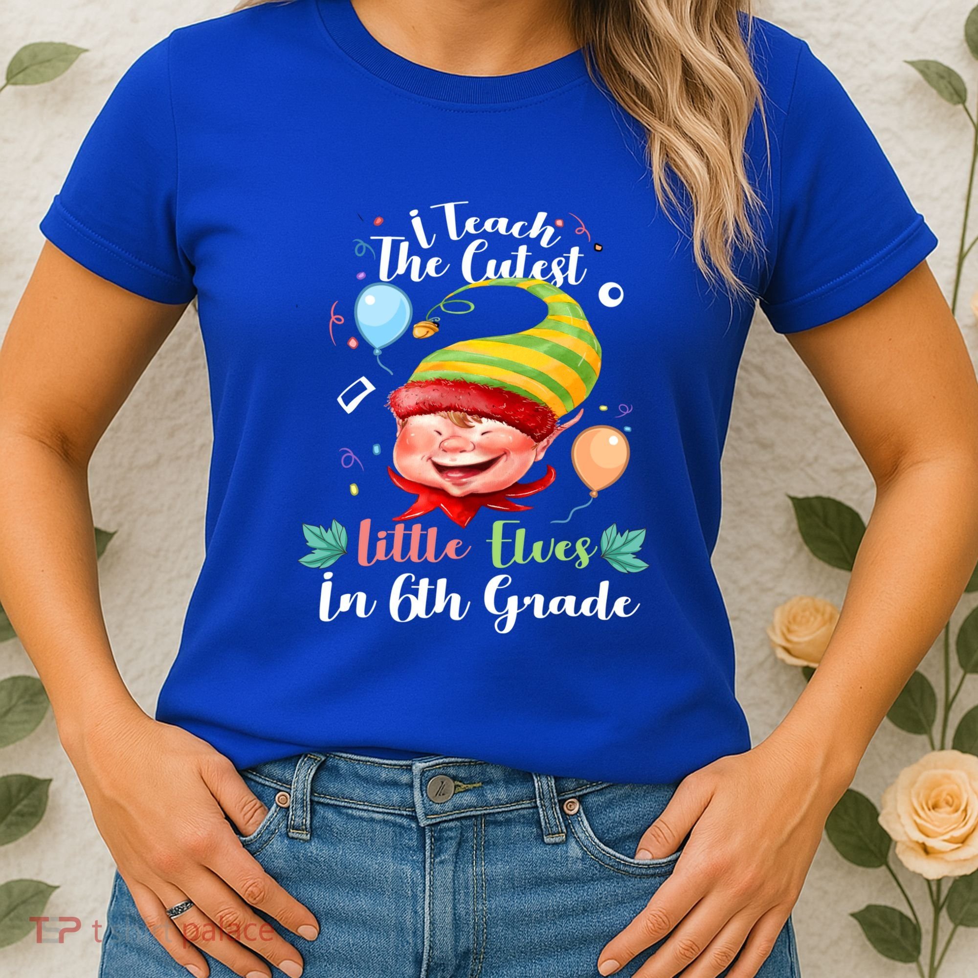 I Teach The Cutest Little Elves In 6Th Grade Teacher Xmas Gift Women's T-Shirt
