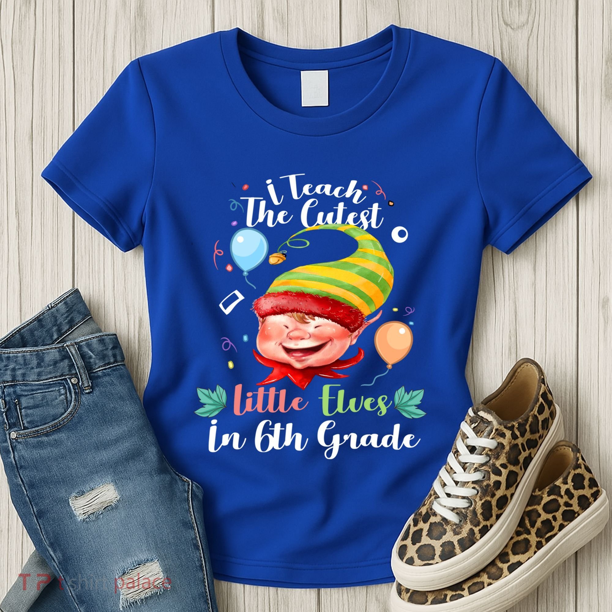 I Teach The Cutest Little Elves In 6Th Grade Teacher Xmas Gift Women's T-Shirt