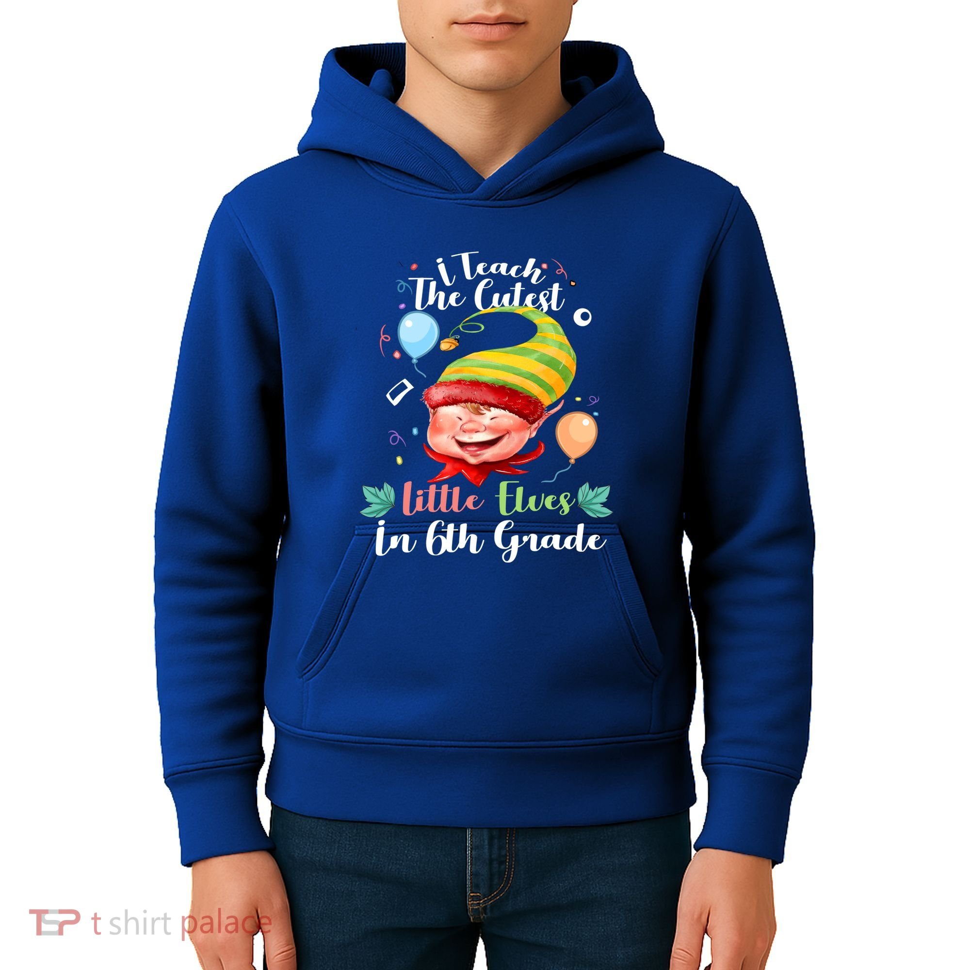 I Teach The Cutest Little Elves In 6Th Grade Teacher Xmas Gift Kids Hoodie