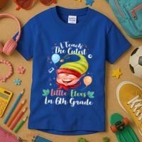 I Teach The Cutest Little Elves In 6Th Grade Teacher Xmas Gift Kids T-Shirt thumb 3