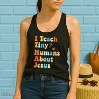 I Teach Tiny Humans About Jesus Teacher Women's Tank Top thumb 2