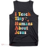 I Teach Tiny Humans About Jesus Teacher Tank Top thumb 0