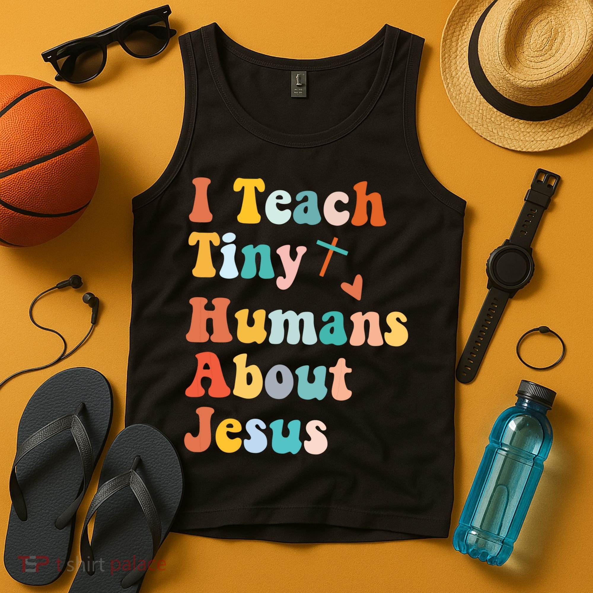 I Teach Tiny Humans About Jesus Teacher Tank Top