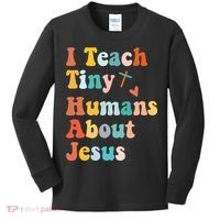 I Teach Tiny Humans About Jesus Teacher Kids Long Sleeve Shirt thumb 0