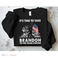 It's Time To Take Brandon To The Train Station Bigfoot USA Flag Sweatshirt thumb 2