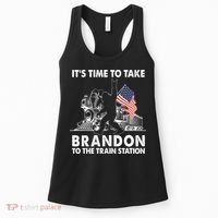 It's Time To Take Brandon To The Train Station Bigfoot USA Flag Women's Tank Top thumb 0