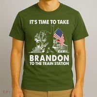 It's Time To Take Brandon To The Train Station Bigfoot USA Flag T-Shirt thumb 3