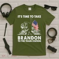 It's Time To Take Brandon To The Train Station Bigfoot USA Flag T-Shirt thumb 5