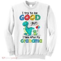 I Try To Be Good But I Take After My Grandma Cute Dinosaur Sweatshirt thumb 0