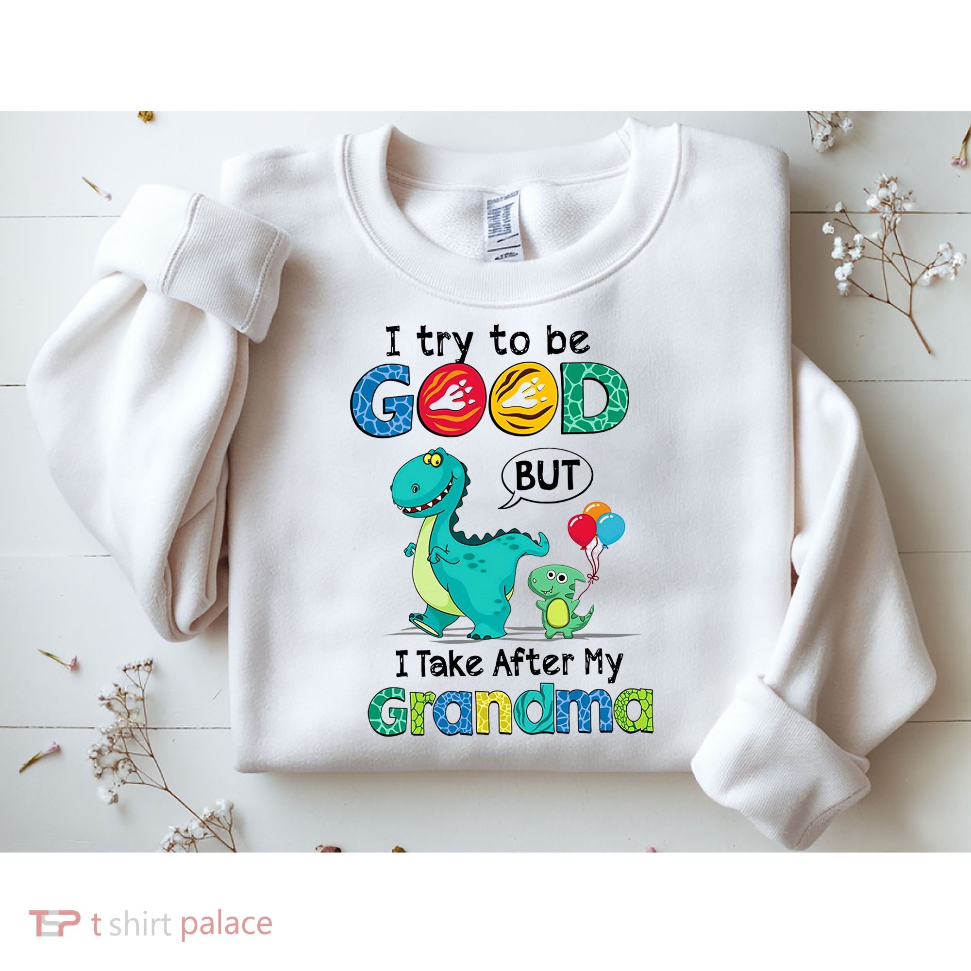 I Try To Be Good But I Take After My Grandma Cute Dinosaur Sweatshirt