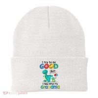 I Try To Be Good But I Take After My Grandma Cute Dinosaur Beanie thumb 0