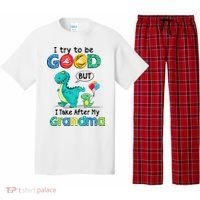 I Try To Be Good But I Take After My Grandma Cute Dinosaur Pajama Set thumb 0