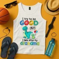 I Try To Be Good But I Take After My Grandma Cute Dinosaur Tank Top thumb 4