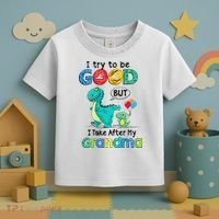 I Try To Be Good But I Take After My Grandma Cute Dinosaur Toddler T-Shirt thumb 3