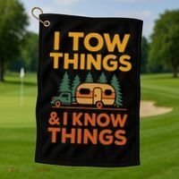 I Tow Things And I Know Things Fathers Day Golf Towel thumb 1