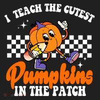 I Teach The Cutest Pumpkins Retro Teacher Halloween Women's Sweatshirt thumb 2