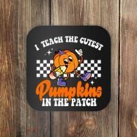 I Teach The Cutest Pumpkins Retro Teacher Halloween Coaster thumb 0