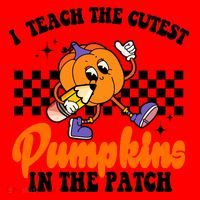 I Teach The Cutest Pumpkins Retro Teacher Halloween Santa Hat thumb 1