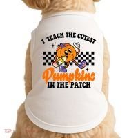I Teach The Cutest Pumpkins Retro Teacher Halloween Doggie Tank thumb 0