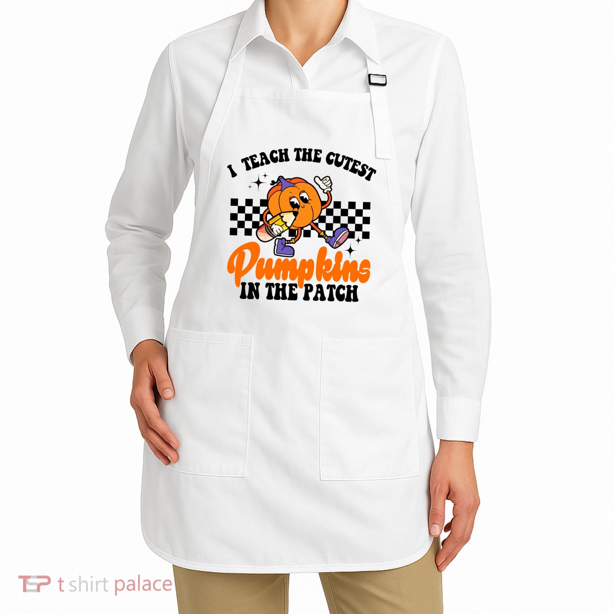 I Teach The Cutest Pumpkins Retro Teacher Halloween Apron