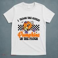 I Teach The Cutest Pumpkins Retro Teacher Halloween T-Shirt thumb 5