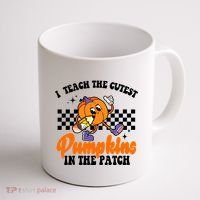 I Teach The Cutest Pumpkins Retro Teacher Halloween Coffee Mug thumb 1